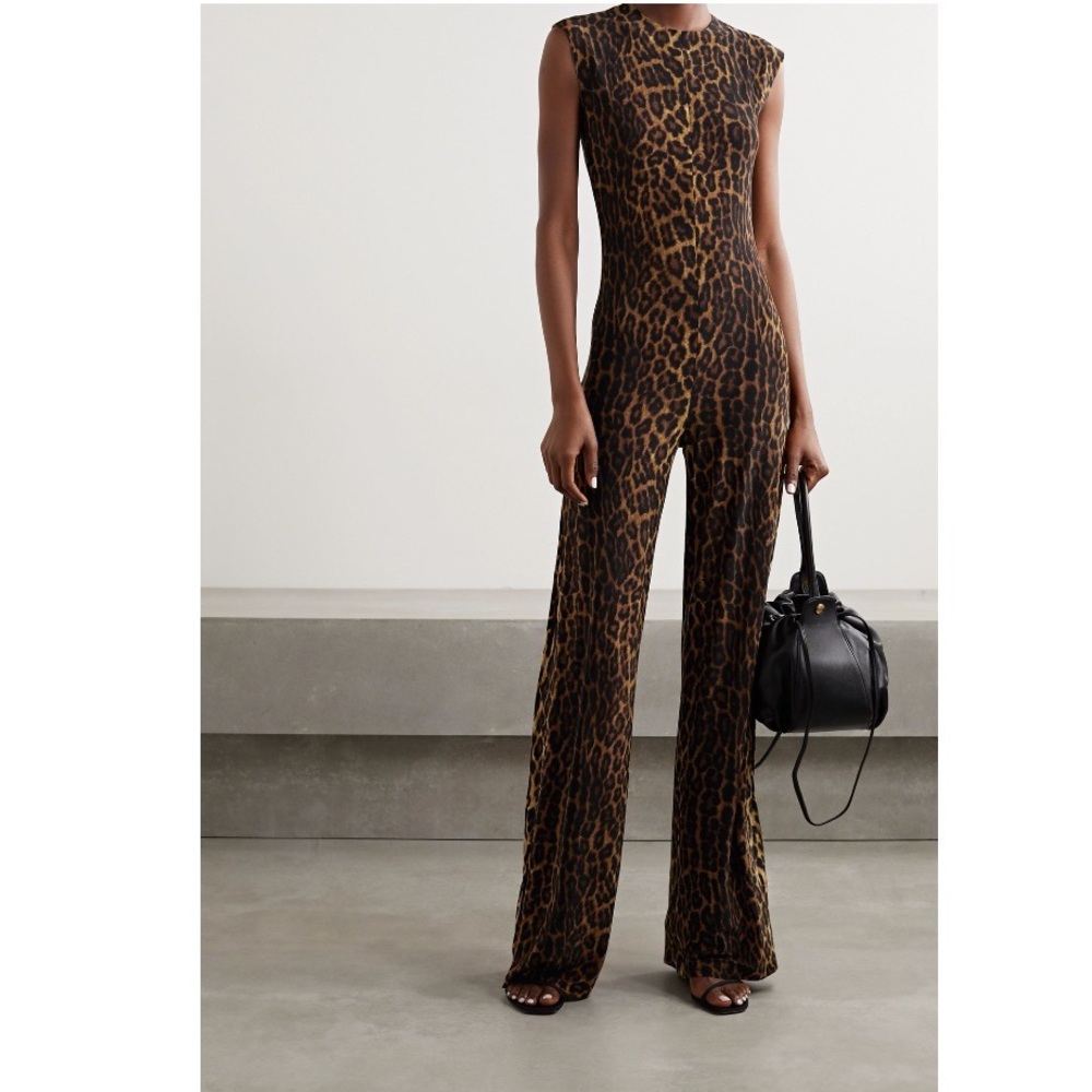 NWT Norma Kamali Sleeveless Leopard Jumpsuit